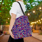 Warped Purple Checkered Canvas Tote Bag