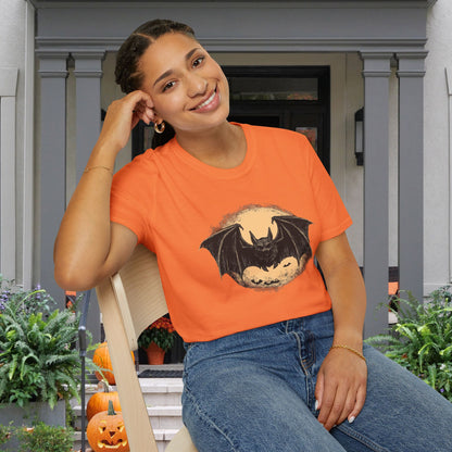 Bat Over Moon Adult T-shirt