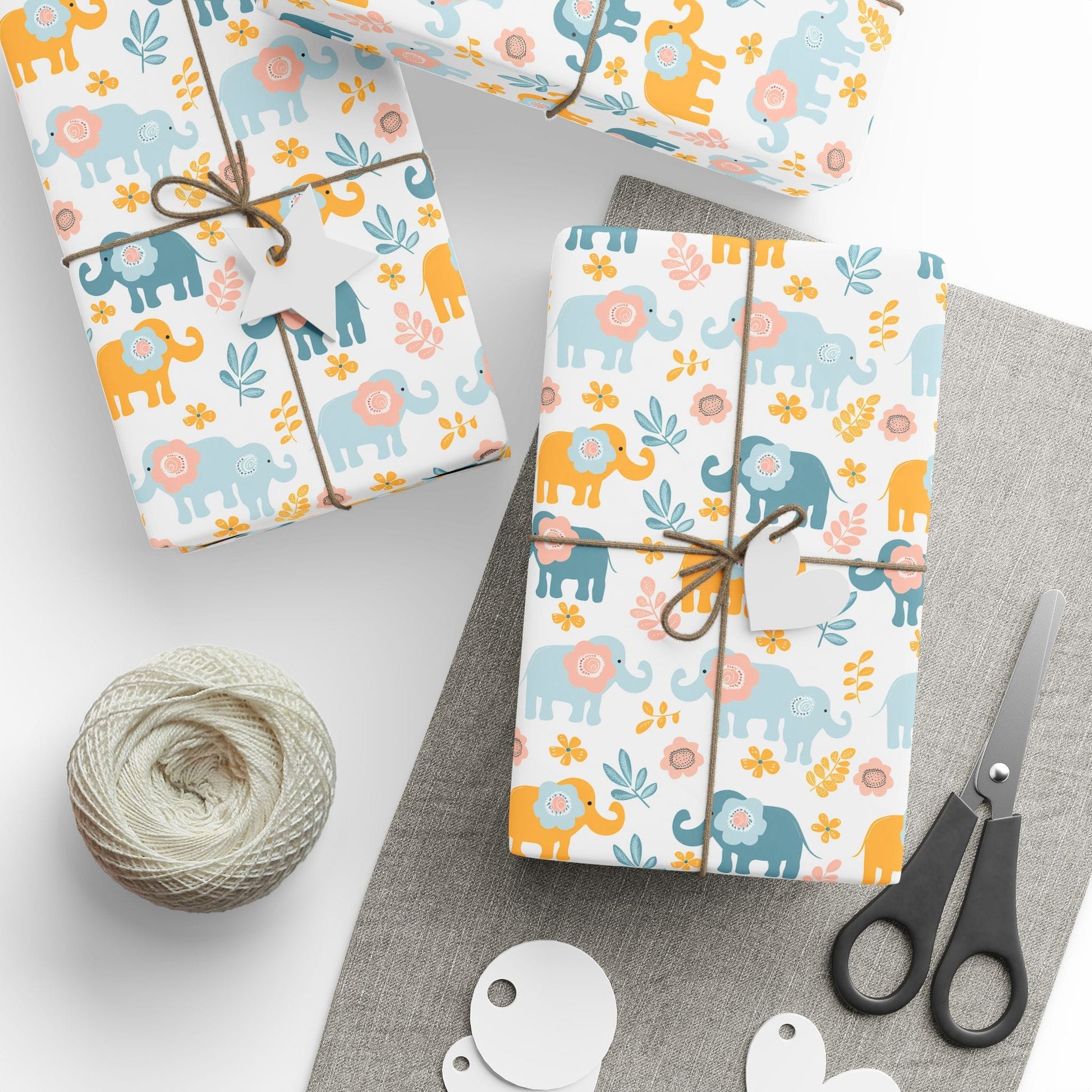 Elephants in Bloom Wrapping Paper
