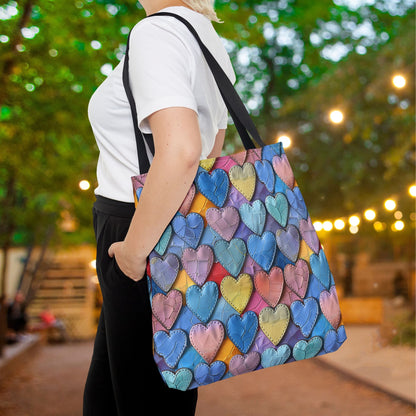 Color Pop Leather Hearts Canvas Tote Bag