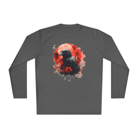 Creepy Raven with Full Moon Adult Long Sleeve Tee
