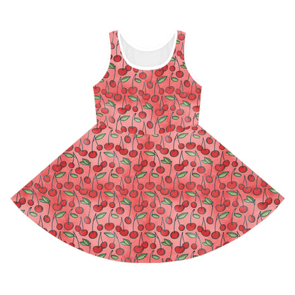 Cherry Bombshell Print Girls' Sleeveless Sundress