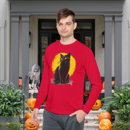 Black Cat Over Moon Adult Long Sleeve Tee
