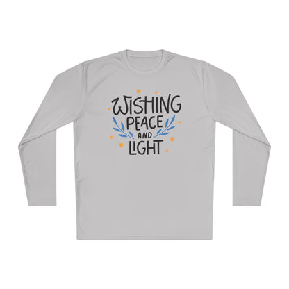 Hanukkah Wishing Peace & Light 3 Adult Long Sleeve Tee