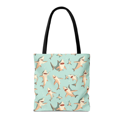 Aquamarine Sharks Canvas Tote Bag