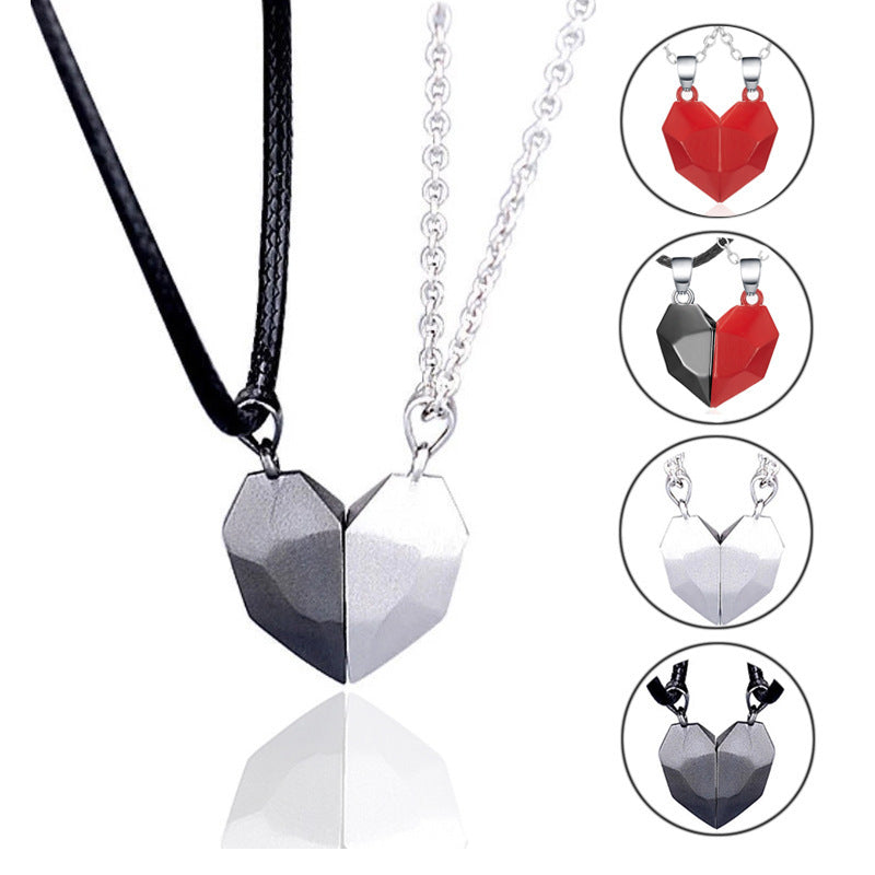 Magnet Heart Couples Necklace Sets