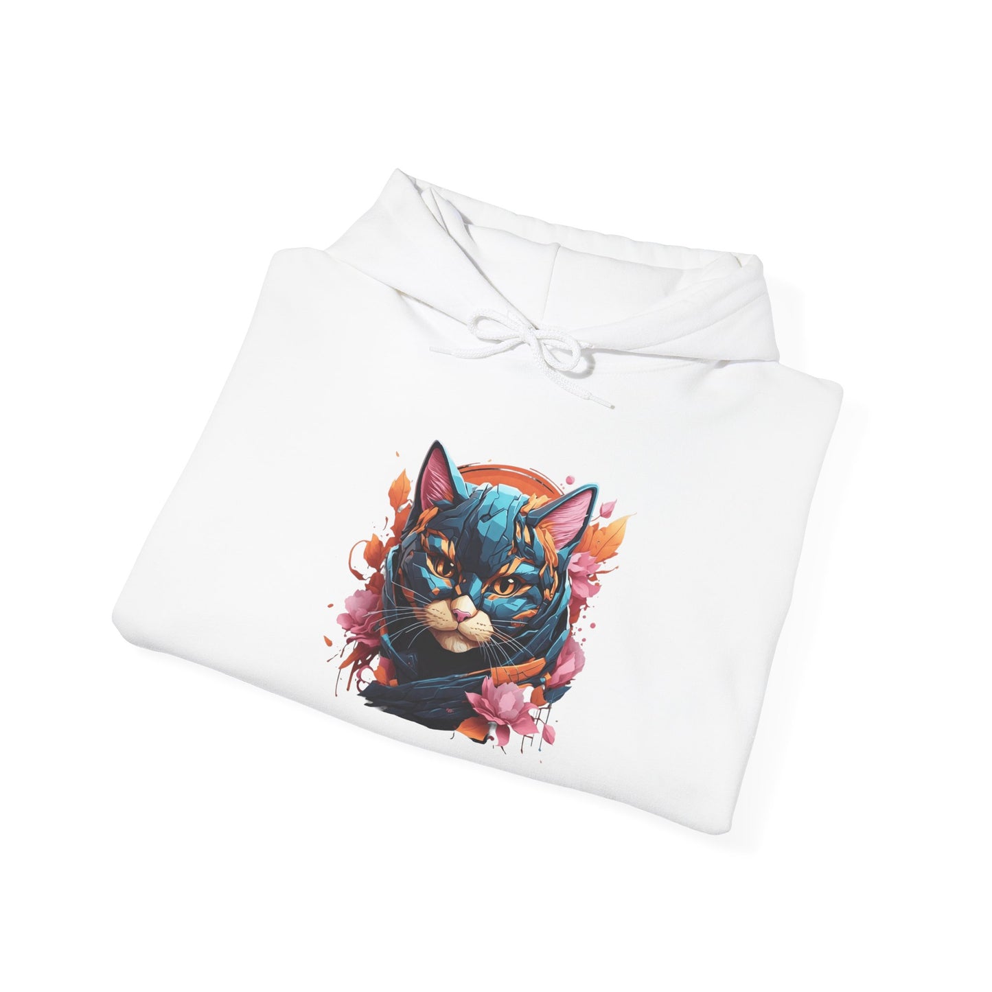 Adorable Kitty w/Flowers Heavy Blend™ Hooded Sweatshirt