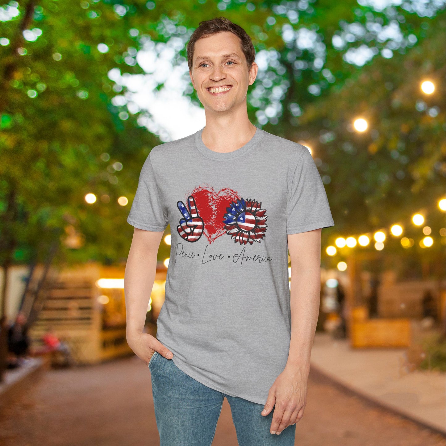 Peace Love America Adult T-shirt