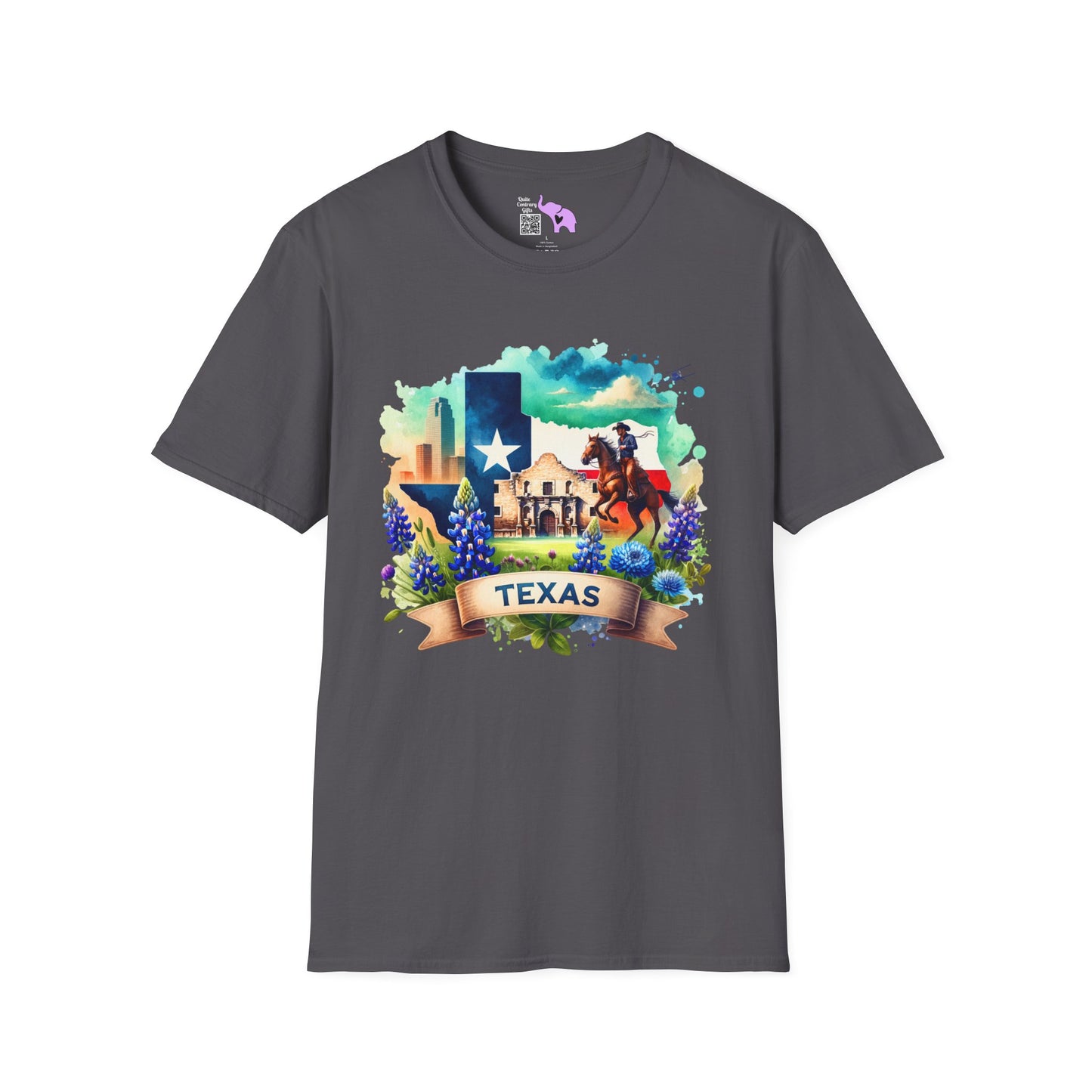 Texas Alamo & Bluebonnets Adult T-shirt