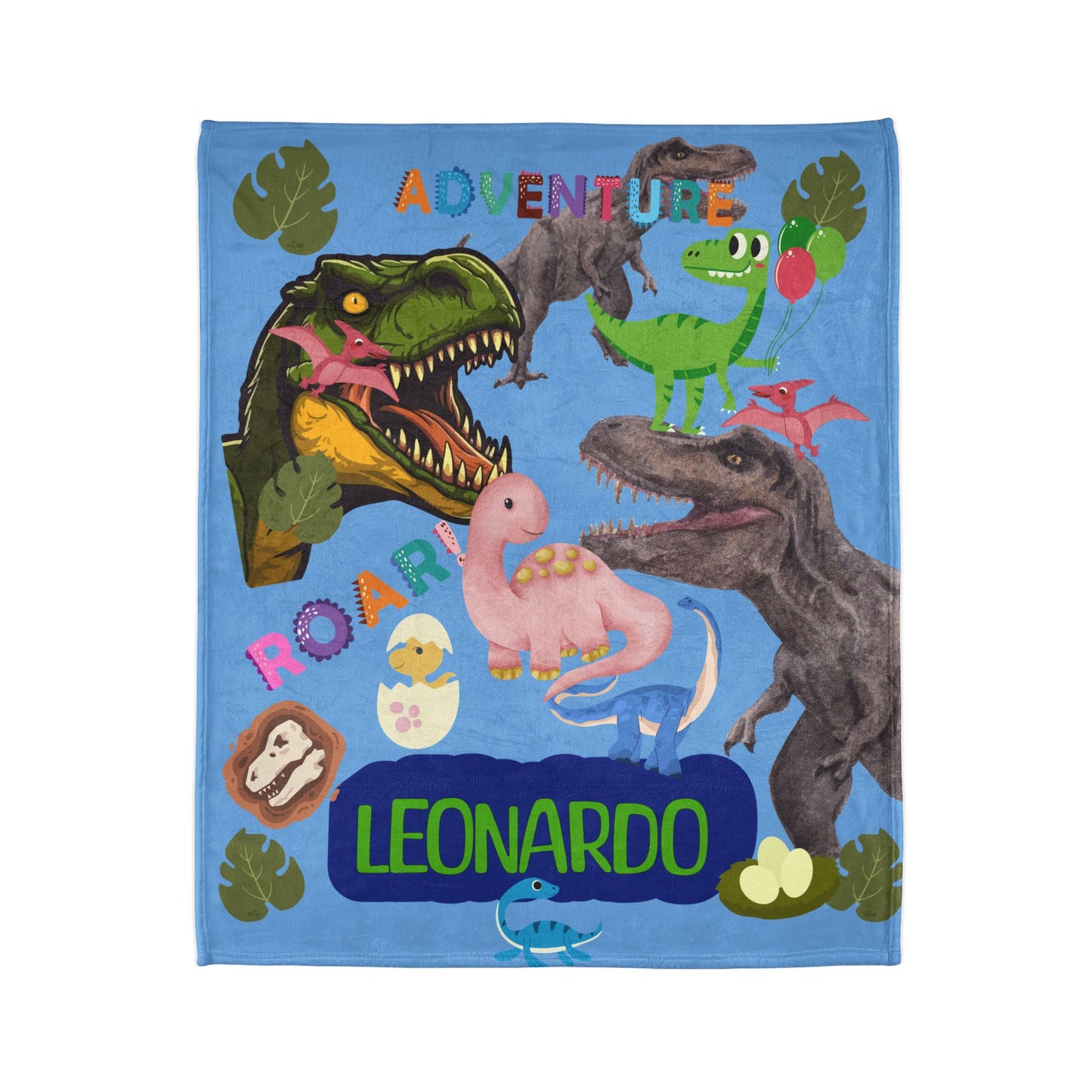 Custom Name Dinosaur Soft Polyester Blanket