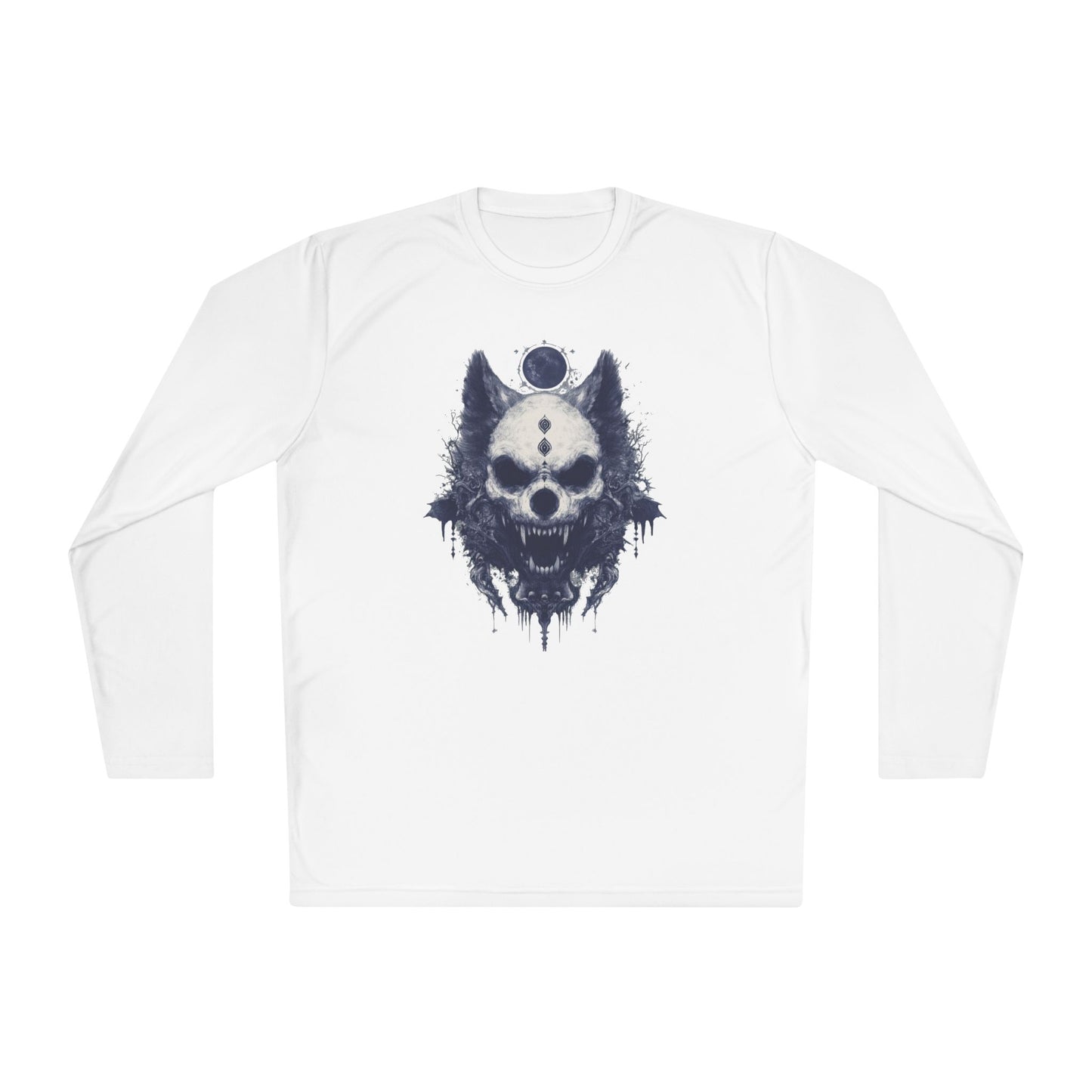 Creepy Skull Wolf Adult Long Sleeve Tee