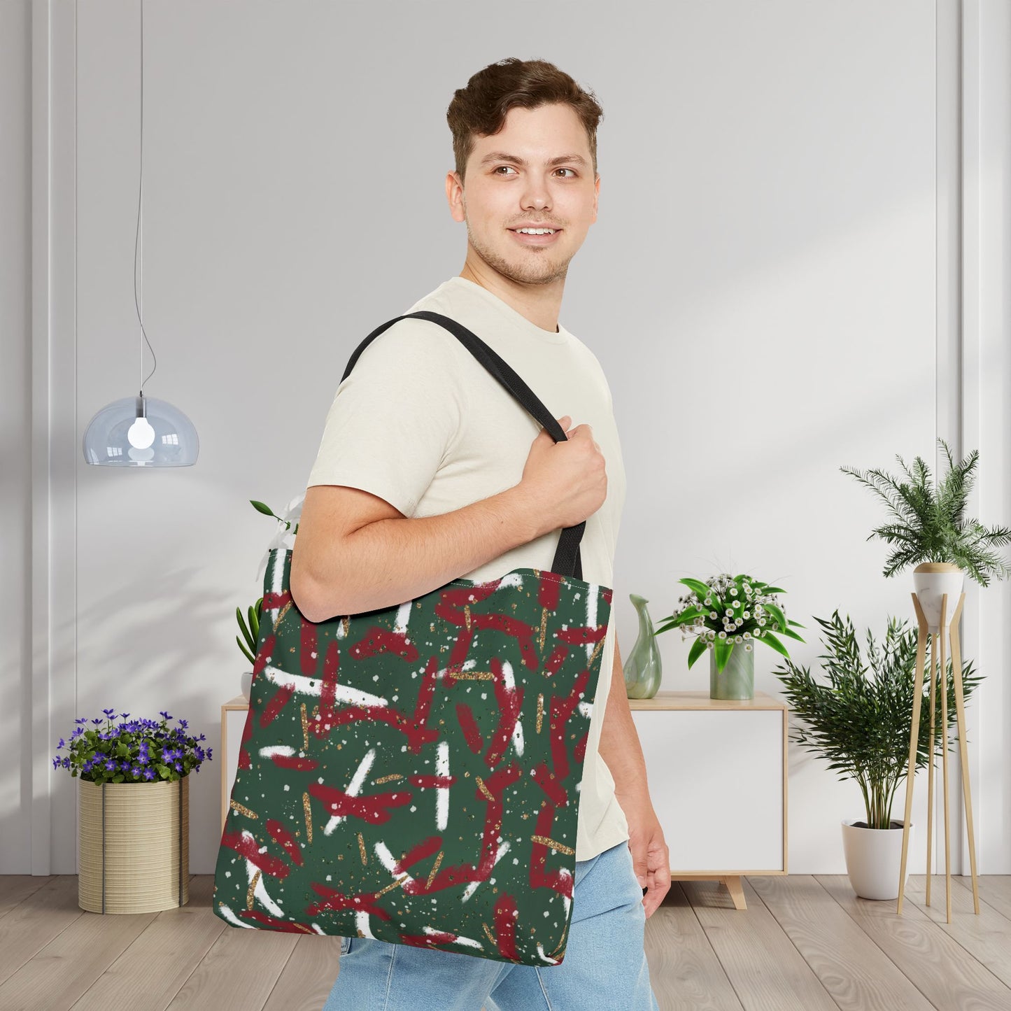 Holiday Brushstrokes Canvas Tote Bag