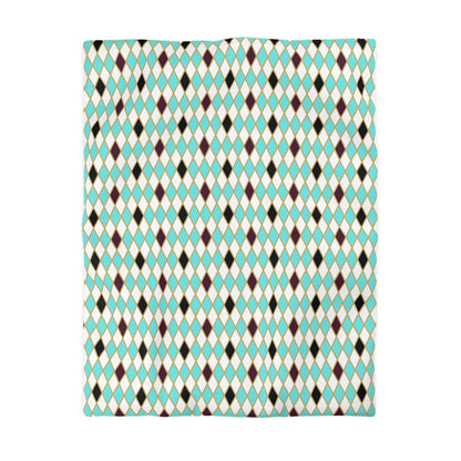 Teal/White Harlequin Microfiber Duvet Cover