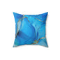 Turquoise Marble Print Throw Pillow