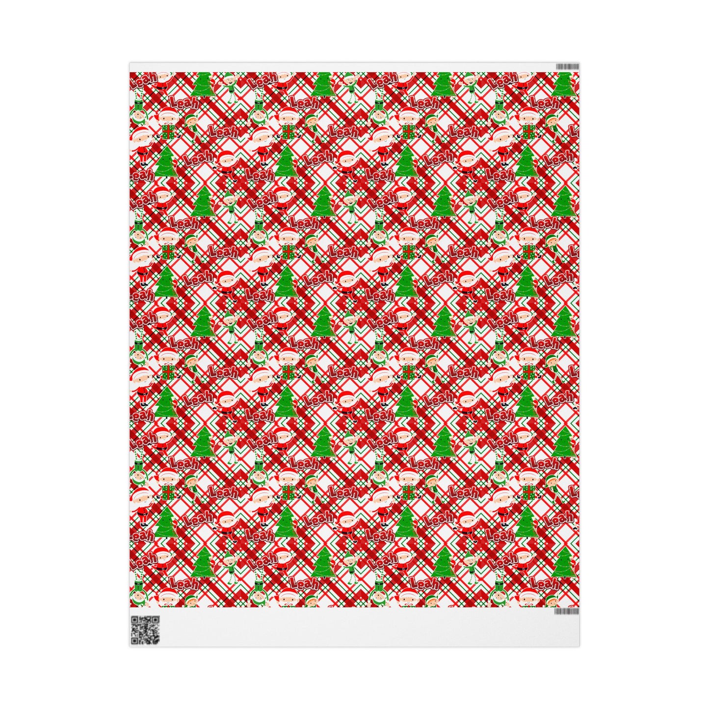 Playful Skinny Santa & Elves Christmas Custom Wrapping Paper (Leah)