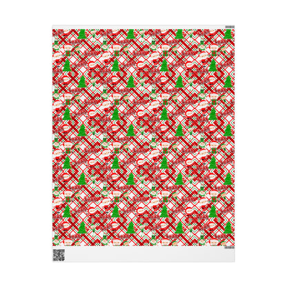 Playful Skinny Santa & Elves Christmas Custom Wrapping Paper (Leah)