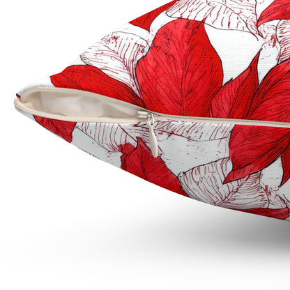 Crimson Poinsettia Sketch Throw Pillow
