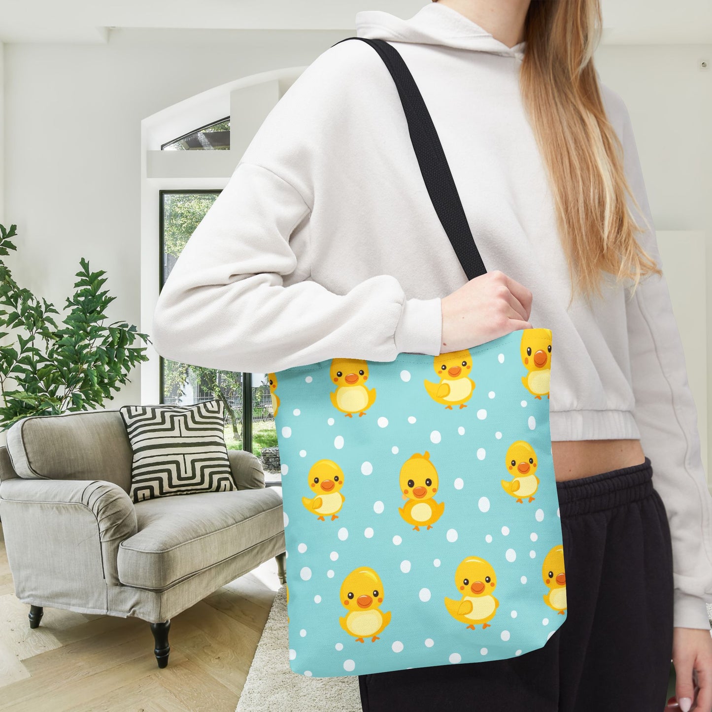 Ducky Dot Parade Canvas Tote Bag