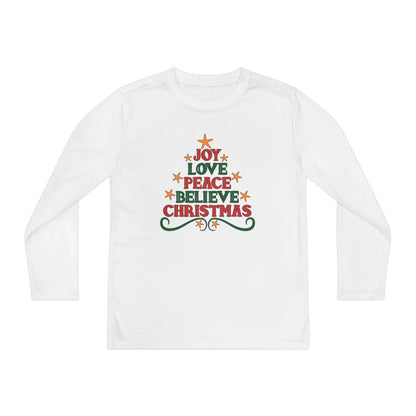 Joy Love Peace Believe Christmas Youth Long Sleeve Tee