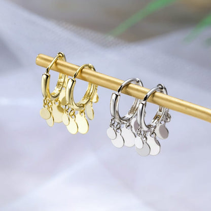 Shimmer Disc Hoop Earrings
