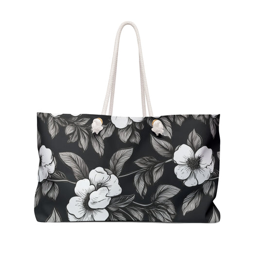 Black & White Daisies Weekender Bag