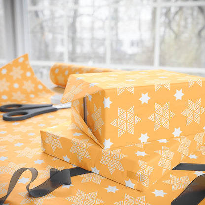 Gold Star of David Hanukkah Wrapping Paper