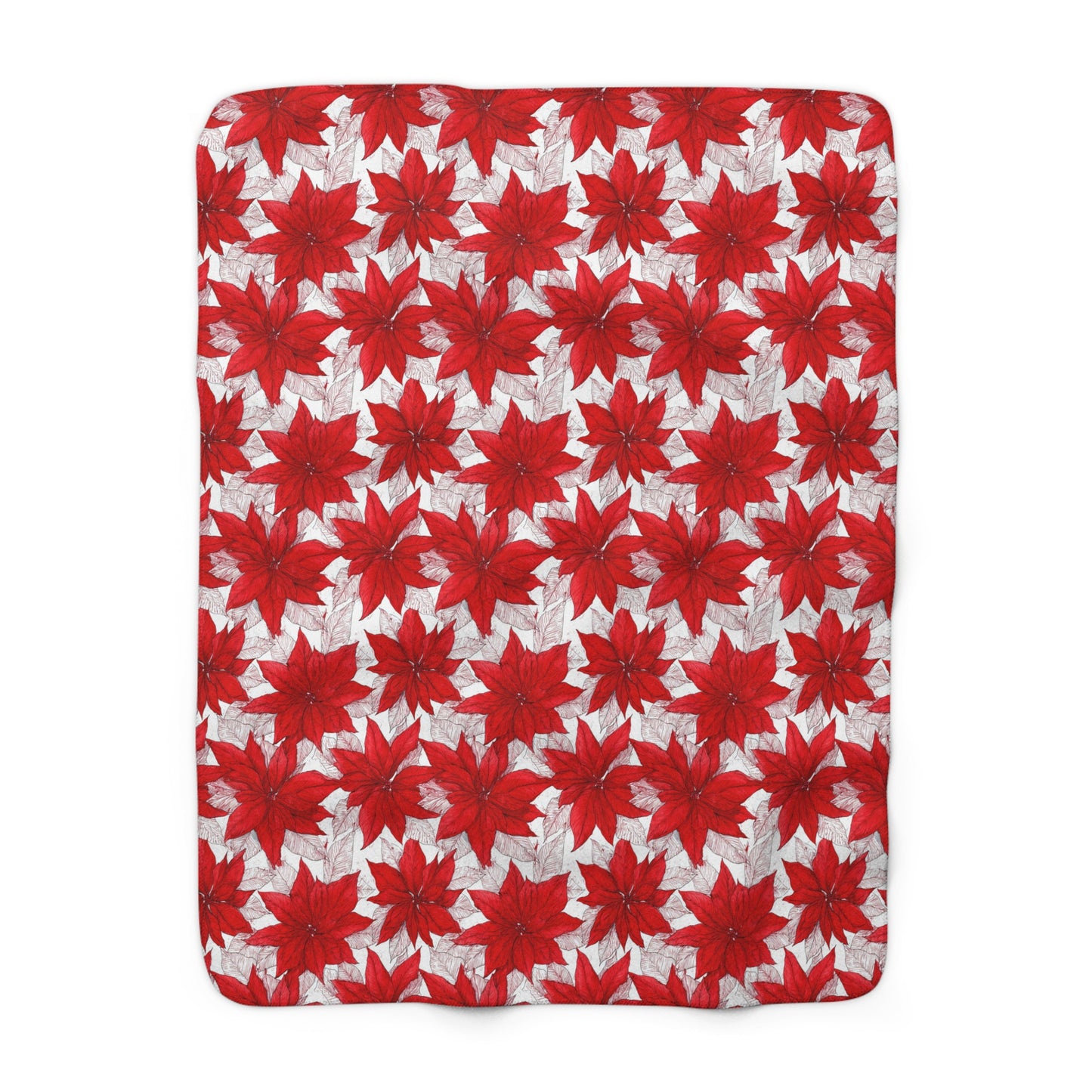Christmas Blossom Sketch Fleece Blanket