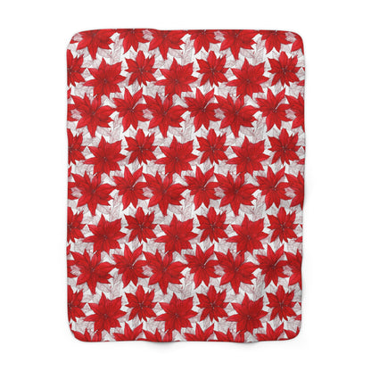 Christmas Blossom Sketch Fleece Blanket