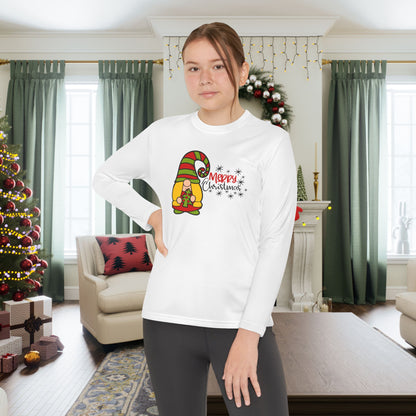 Merry Christmas Girl Gnome Youth Long Sleeve Tee