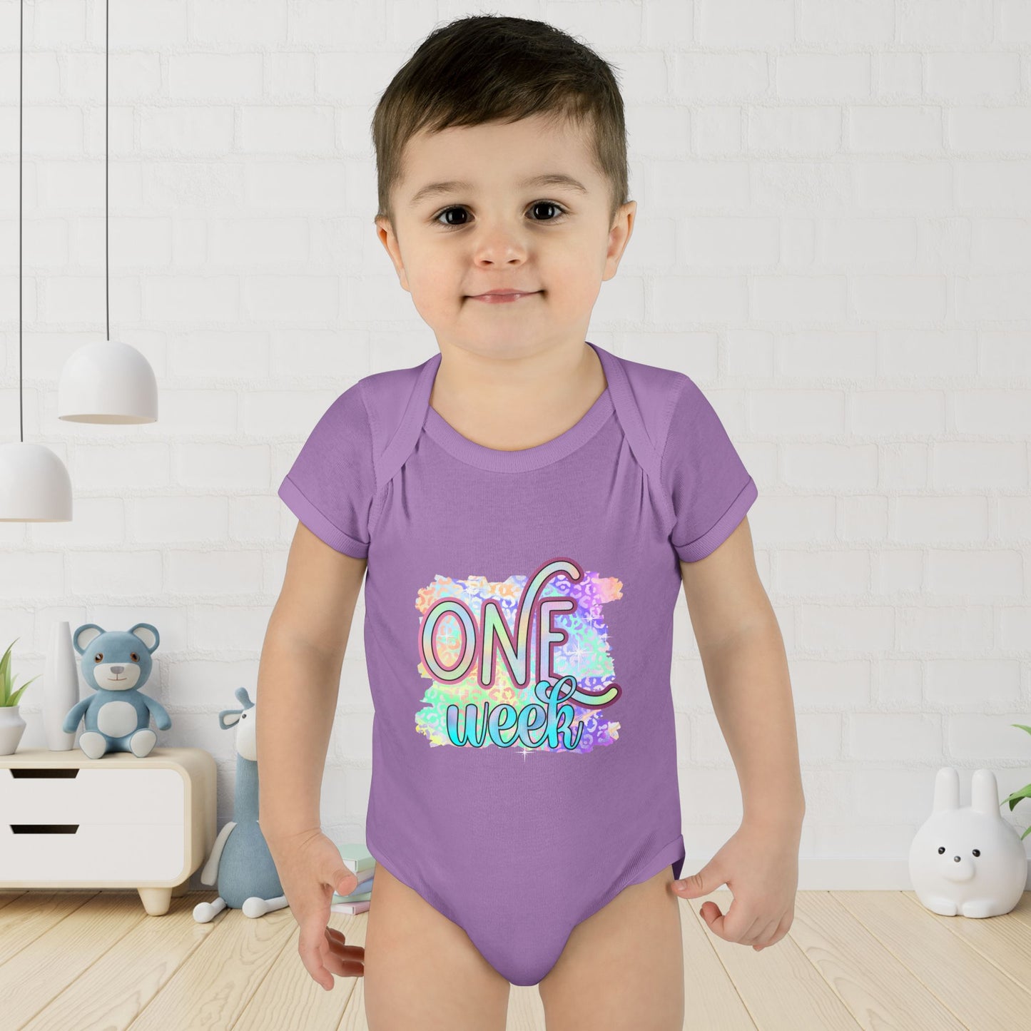 Pastel Wild One Milestone Baby Bodysuit-One Week