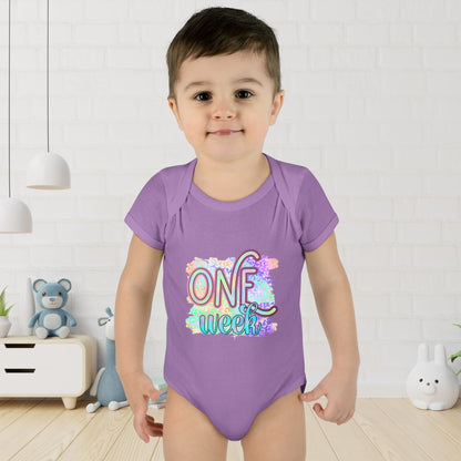 Pastel Wild One Milestone Baby Bodysuit-One Week