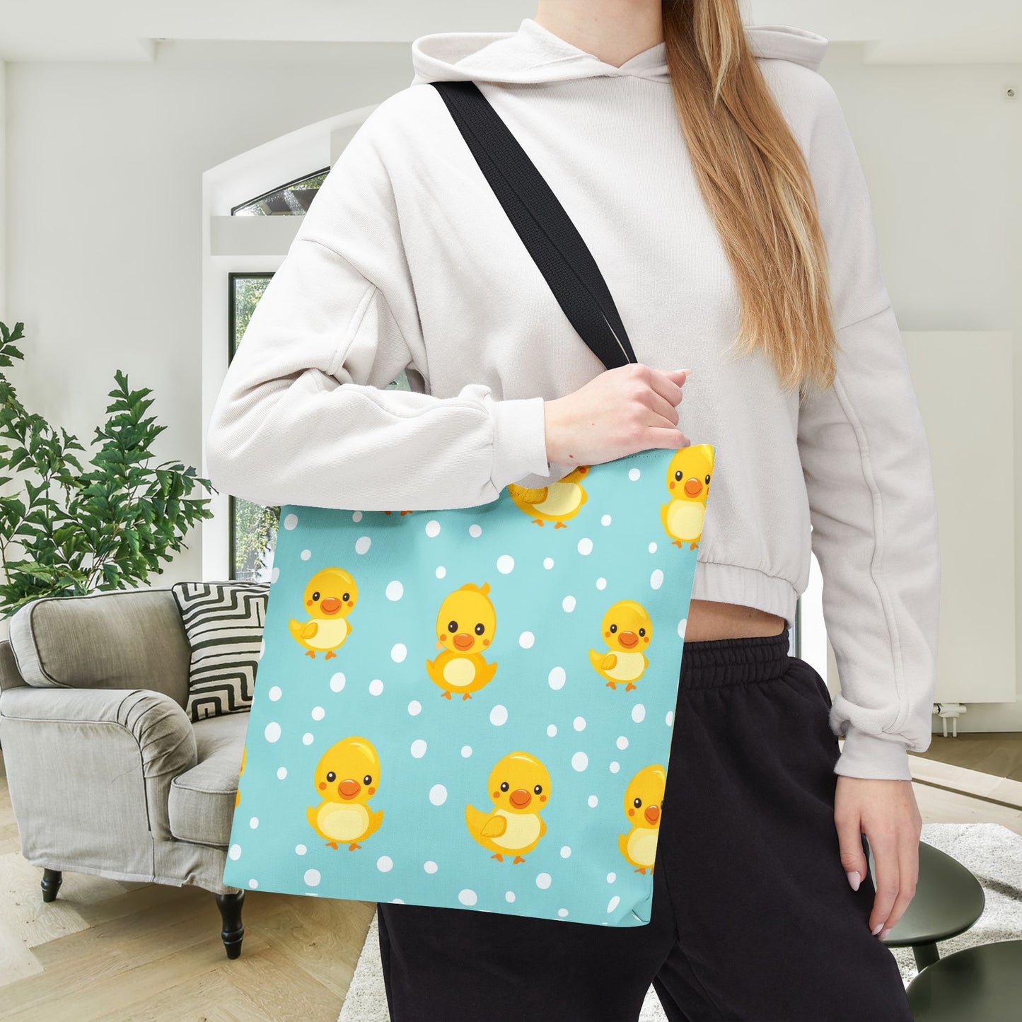 Ducky Dot Parade Canvas Tote Bag