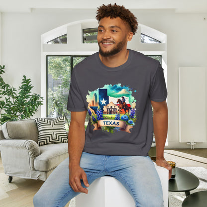 Texas Alamo & Bluebonnets Adult T-shirt