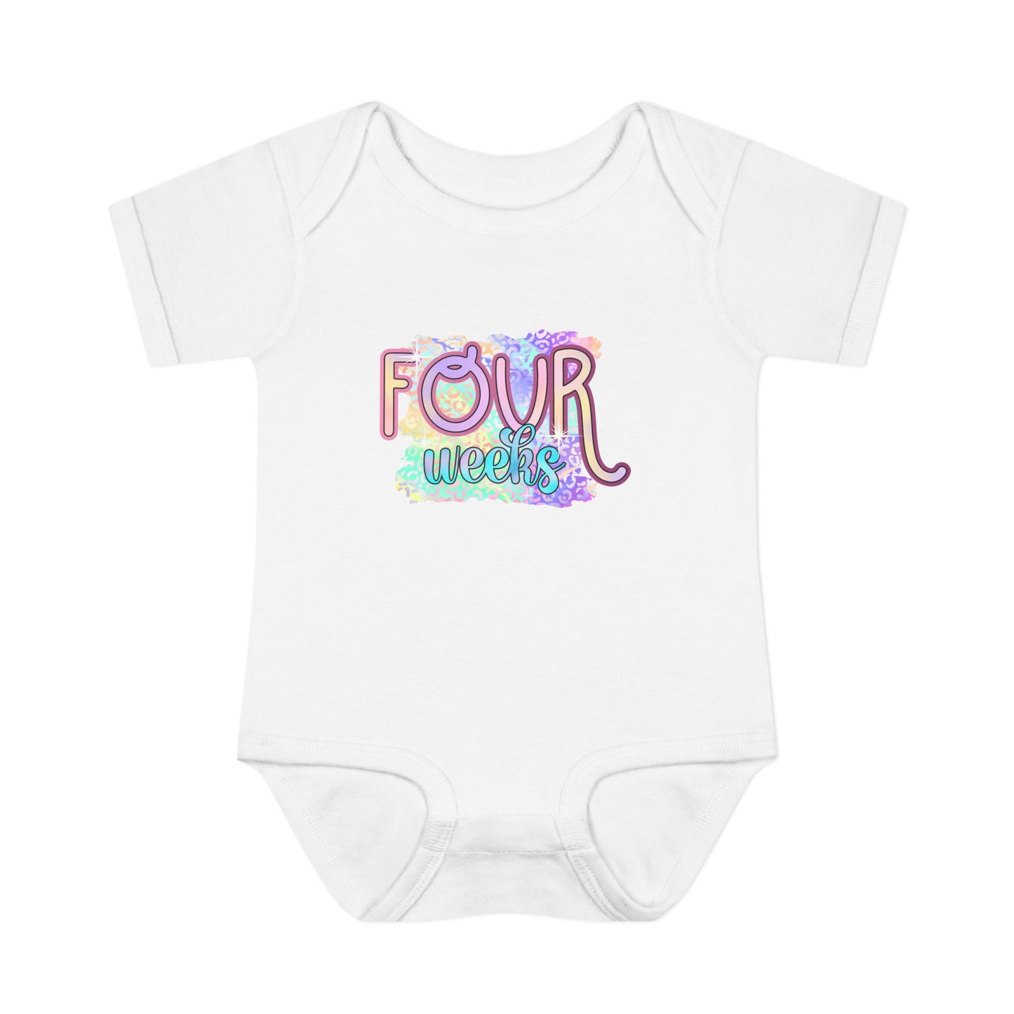 Pastel Wild One Milestone Baby Bodysuit-Four Weeks