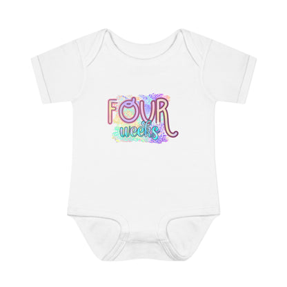 Pastel Wild One Milestone Baby Bodysuit-Four Weeks