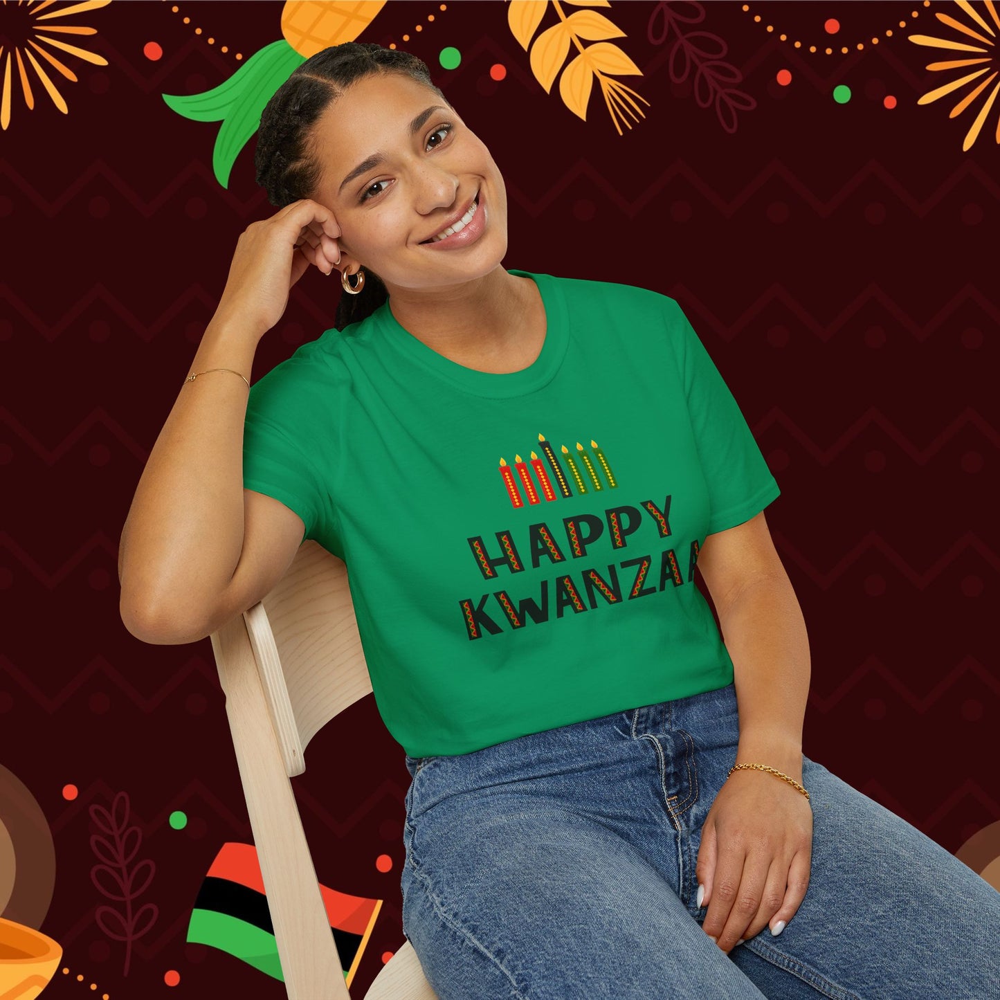 Happy Kwanzaa (Kinara) Adult T-shirt