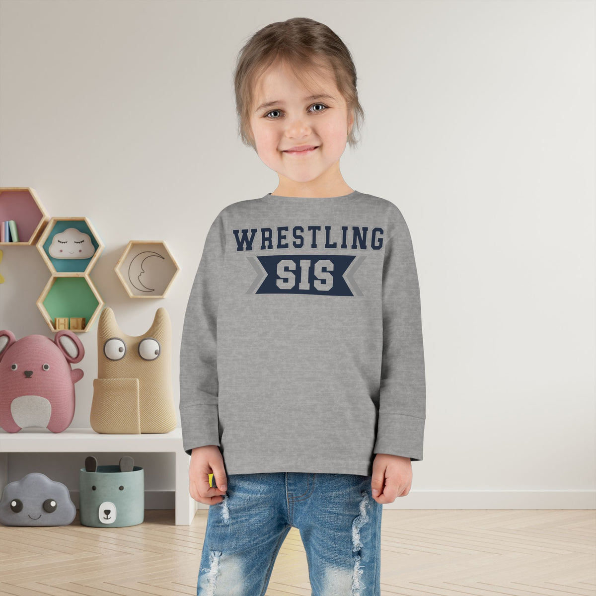 Wrestling Sis Toddler Long Sleeve Tee