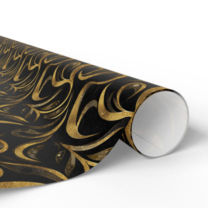 Golden Noir Swirl Wrapping Paper