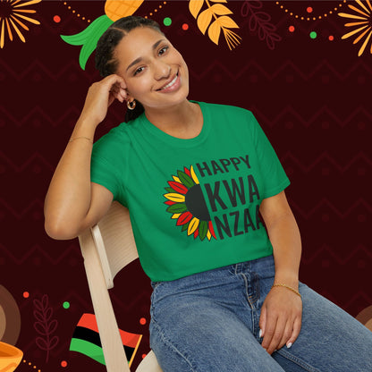 Happy Kwanzaa Sunflower Adult T-shirt