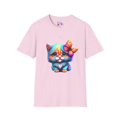 Cute Colorful Kitten w/Butterfly T-shirt