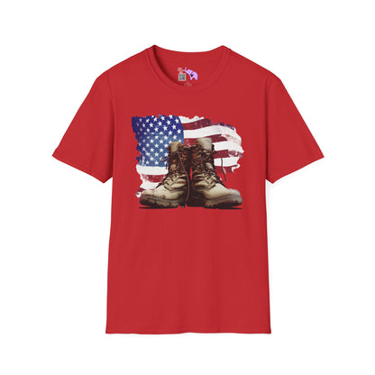American Flag & Boots Adult T-shirt