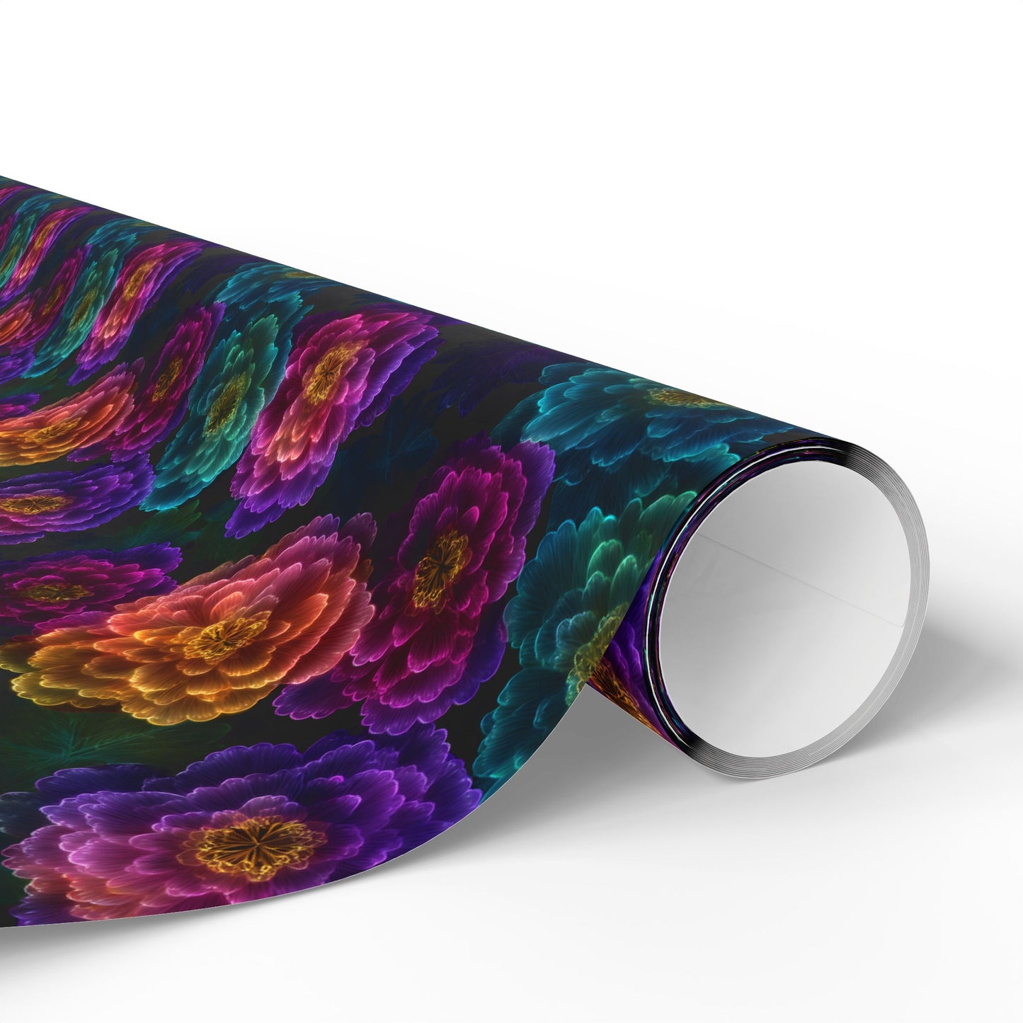 Neon Whisper Blooms Wrapping Paper