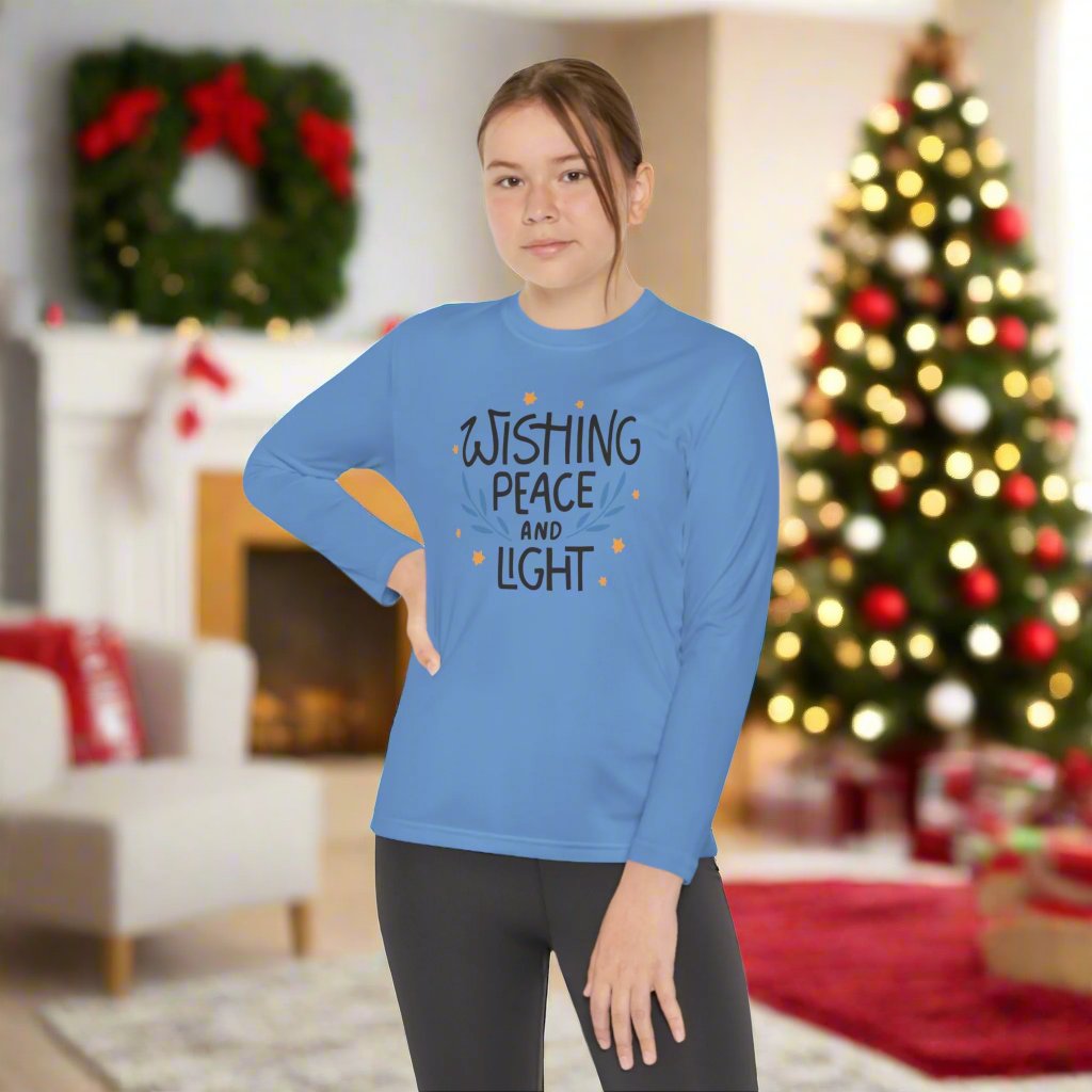 Hanukkah Wishing Peace & Light 3 Youth Long Sleeve Tee