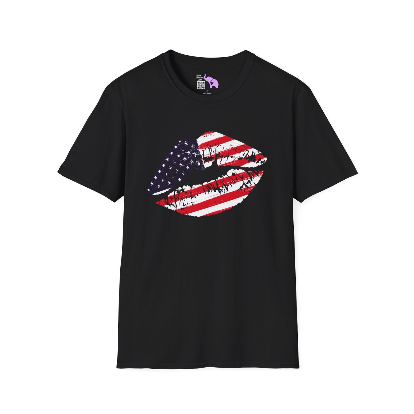 American Flag Lips Adult T-shirt