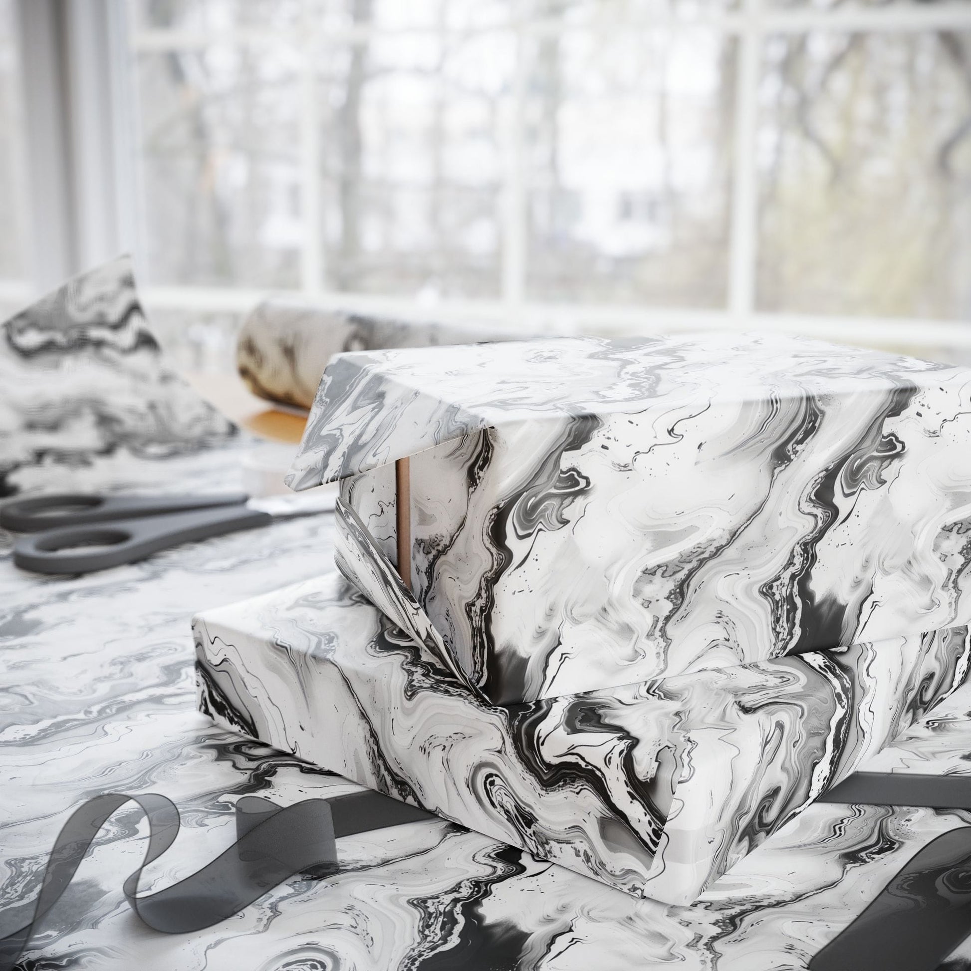 Frost Veil Marble Wrapping Paper