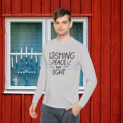 Hanukkah Wishing Peace & Light 3 Adult Long Sleeve Tee