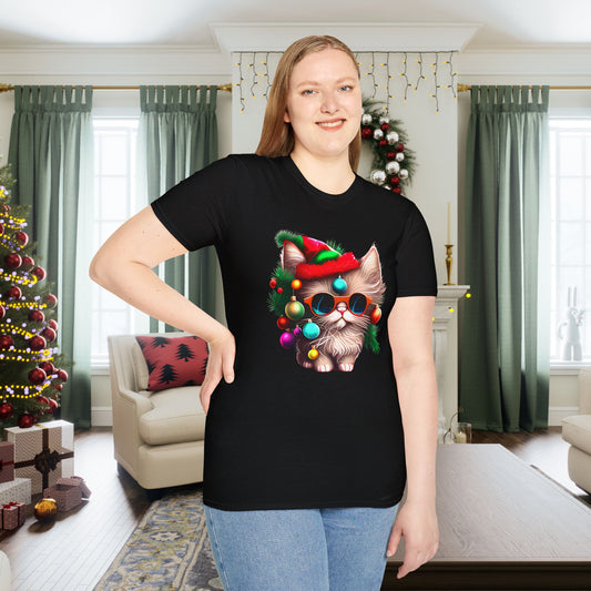 Christmas Tree Kitten Adult T-shirt
