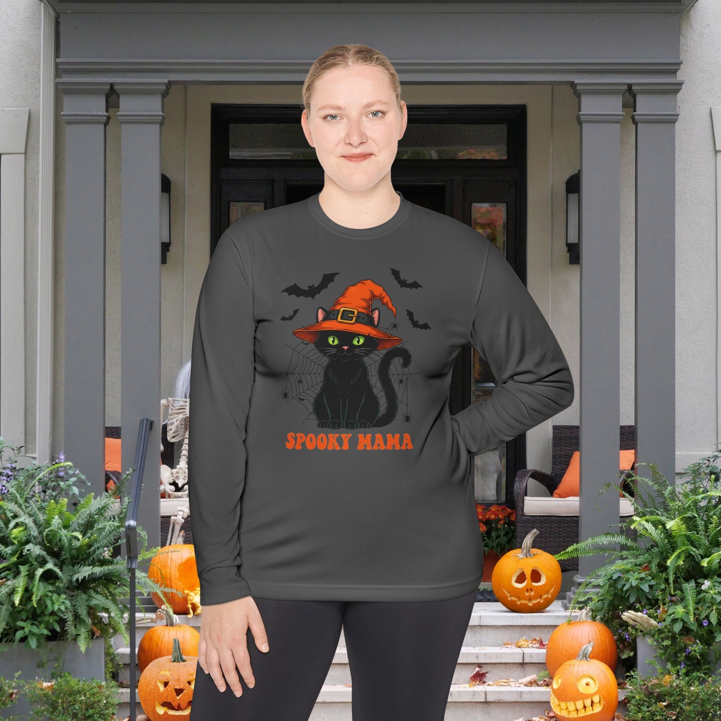 Spooky Mama (Black Cat) Adult Long Sleeve Tee