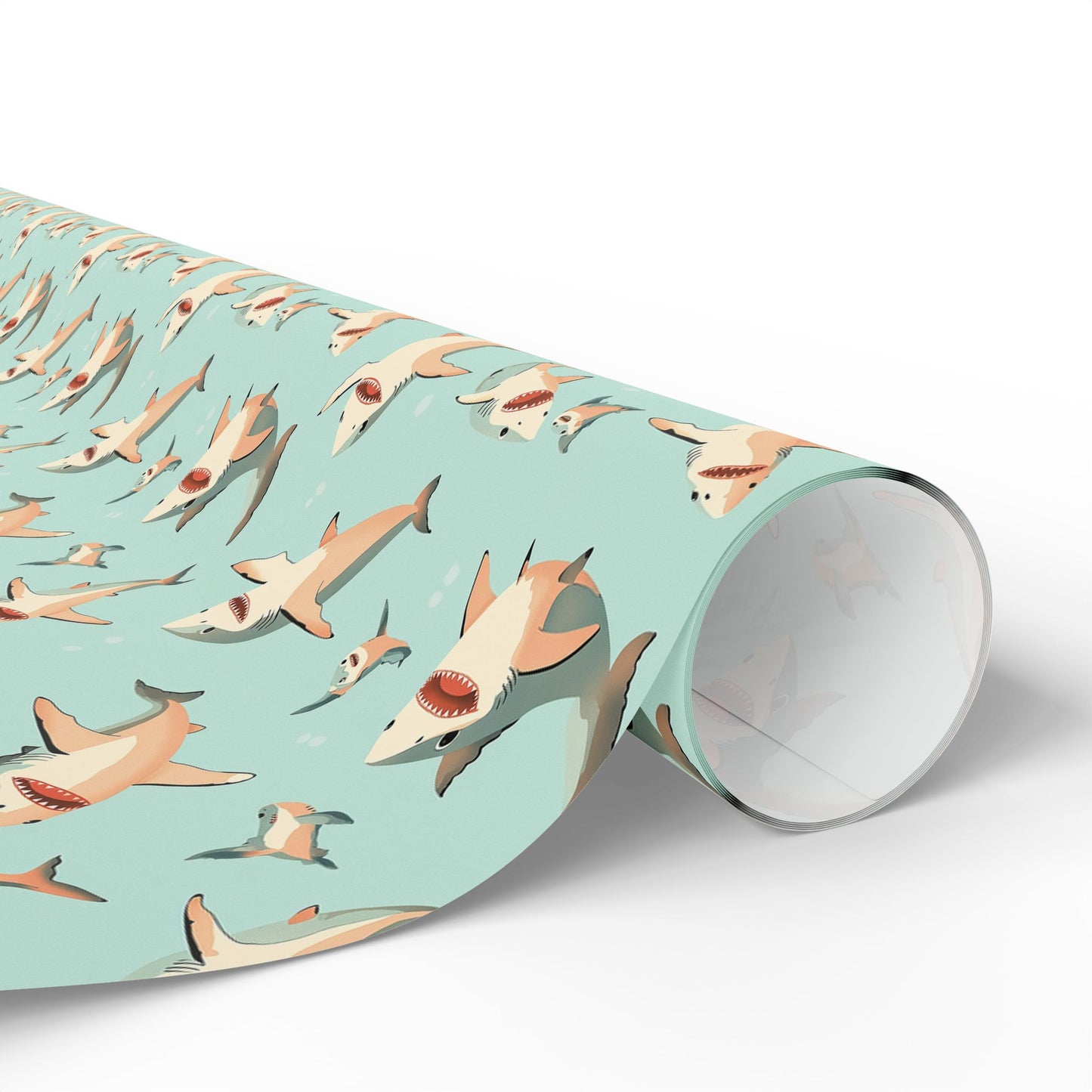 Aquamarine Sharks Wrapping Paper