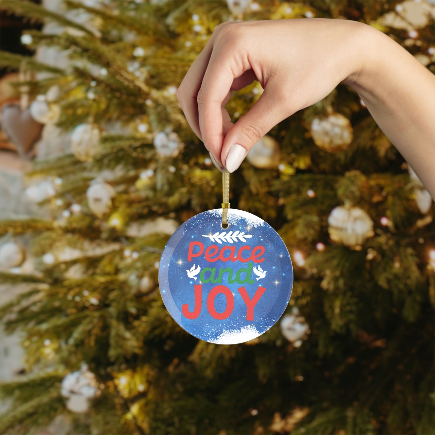 Peace & Joy Glass Ornament